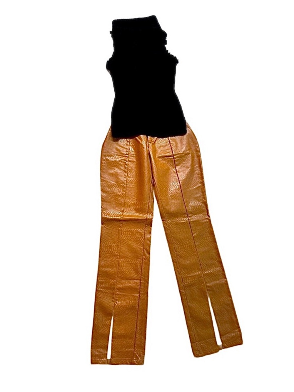 PRETTY LITTLE THING ~ Camel Colored Faux Pants with Front Slit Leg Bottoms